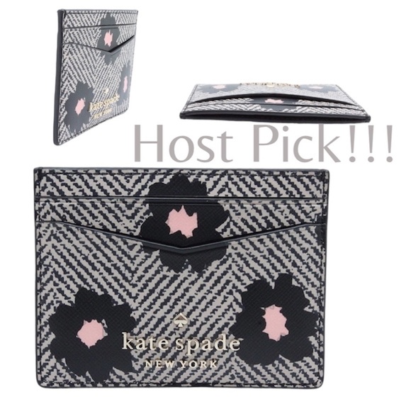 Kate Spade Staci Small Slim Herringbone Floral Card Holder - Picture 1 of 6